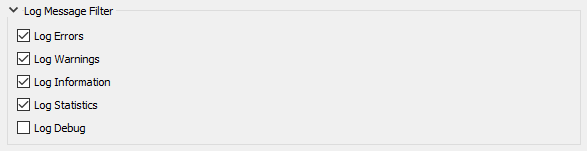 Log Message Filter settings